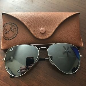 Rayban 58mm Mirrored Polarized Aviator sunglasses